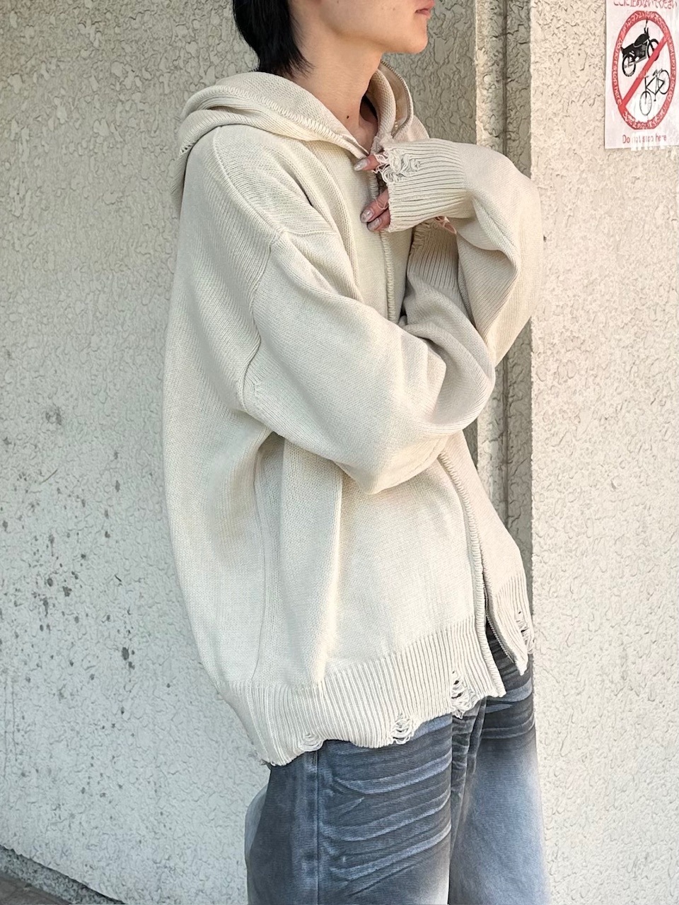 大阪店WEB限定受注制【Chikashitsu +】full zip up knit hoodie