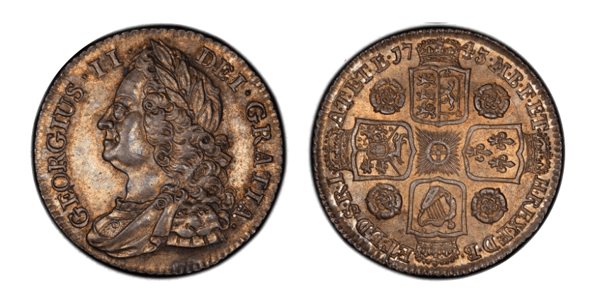 MS64】1743年 イギリス ジョージ2世 シリング 銀貨 | すべての商品