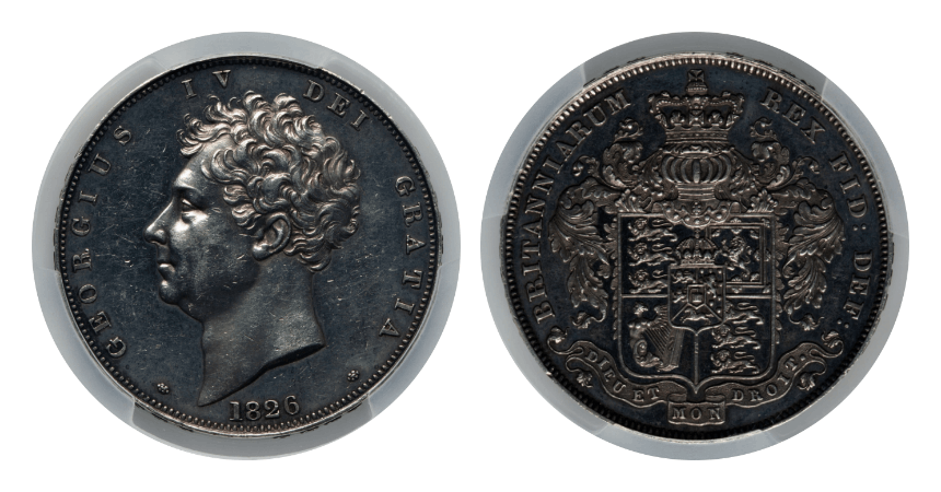 PR58】1826年 イギリス ジョージ4世 クラウン 銀貨 | すべての商品