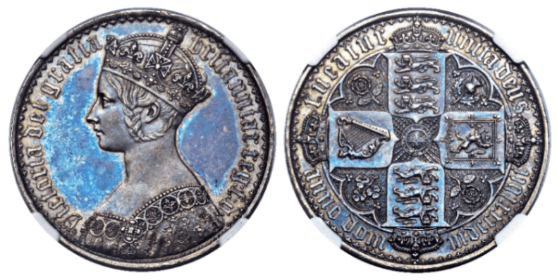 PF61】1847年 イギリス ヴィクトリア女王 ゴチッククラウン銀貨 アンデ