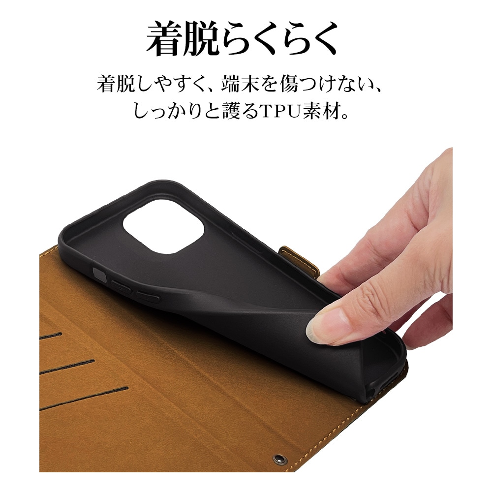 iPhone15 14 13 ケース カバー 手帳型 薄型 耐衝撃吸収 カード入れ