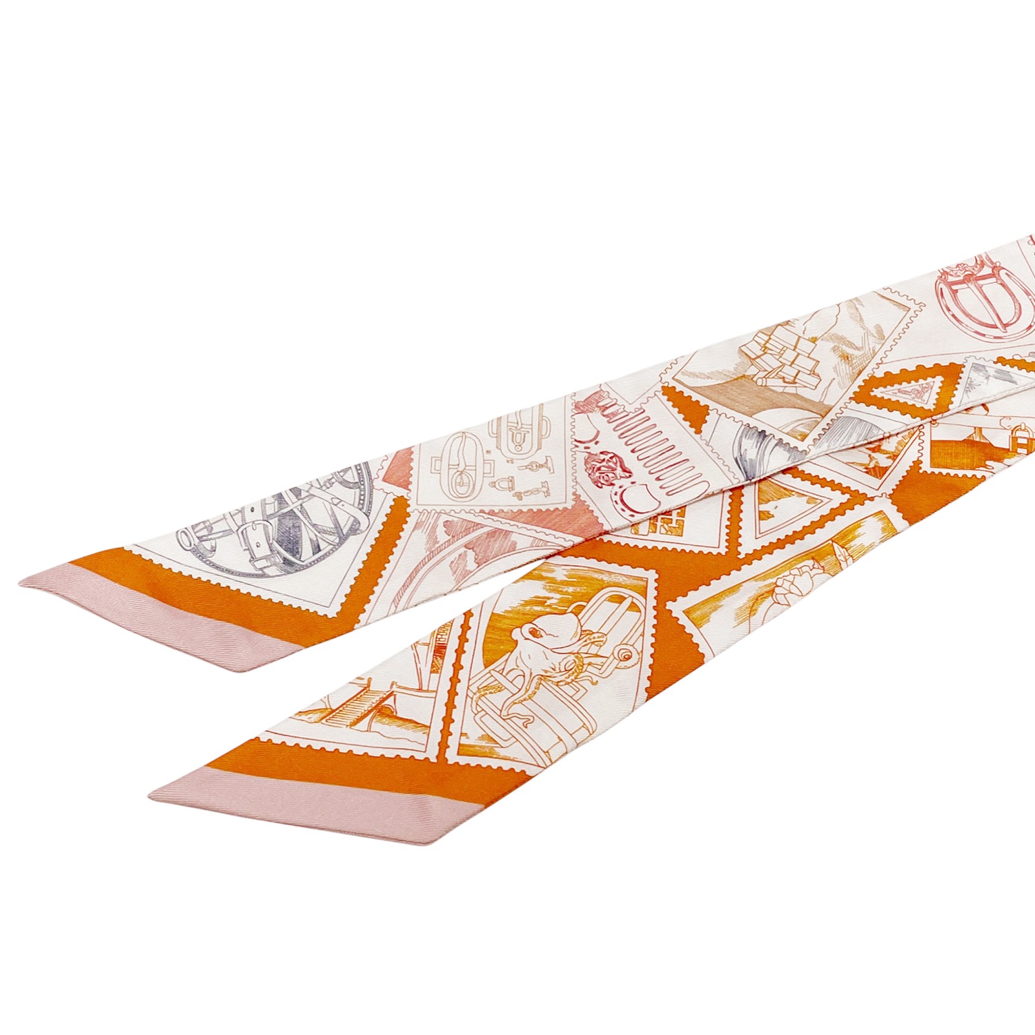 H10248 | [新品]エルメス ツイリー フォーブルの切手愛好家 オレンジ