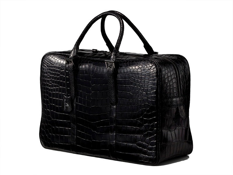 クロコダイル マット ボストンバッグ 美錠付 ブラック | バッグ,その他