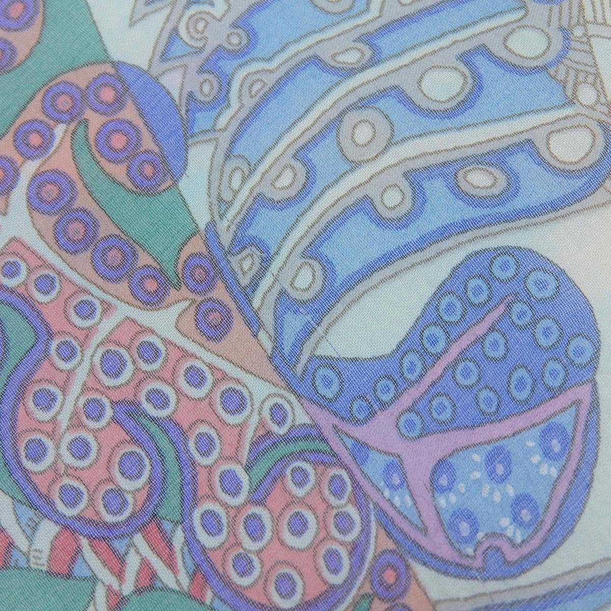 エルメス HERMES カレ90 Grands Fonds 深海 魚柄 シフォン スカーフ