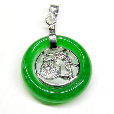 アクセサリー翡翠ペンダントトップ丸福 ネコポス便なら【送料無料