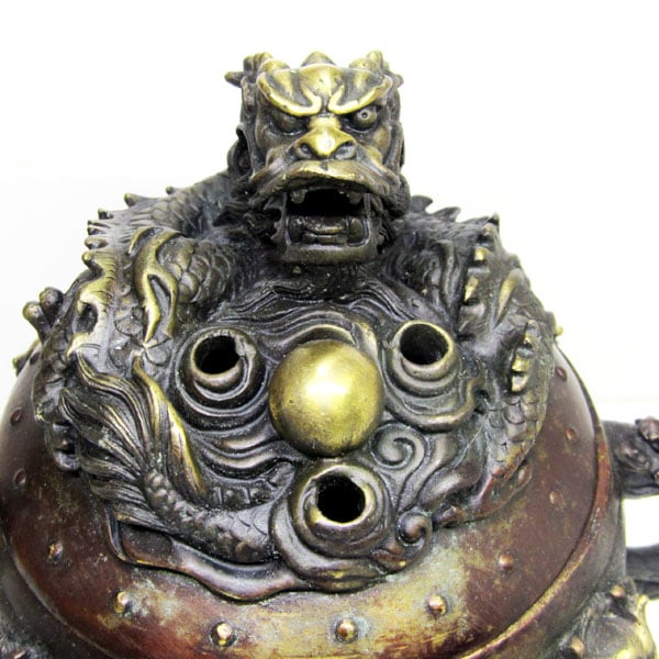 銅製龍香炉 大 取っ手付き【送料無料】（沖縄700円）｜ ドラゴン,竜,龍