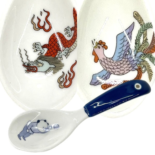 おまち堂 レンゲ 龍 鳳凰 唐子 ｜ハチオー,陶器,スプーン,カトラリー