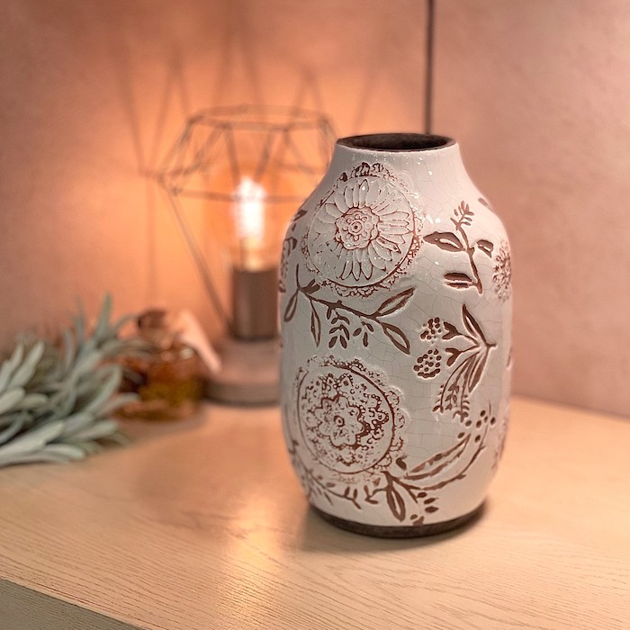 フルール chubbyvase ks-pta-195 花柄 茶色 ブラウン ホワイト