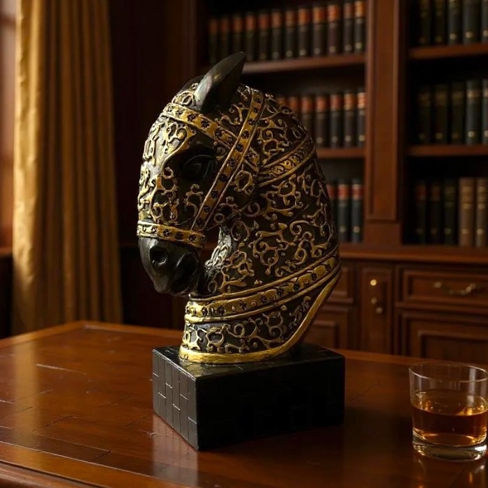 装飾的な飾り馬 頭部 置物 動物 彫刻風 ウマ うま オーナメント