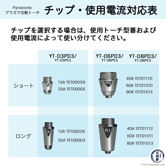 Panasonic ( パナソニック ) ロング チップ 15A TET00028 プラズマ切断