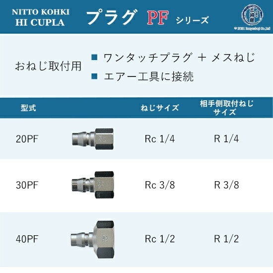日東工器 迅速流体継手 ハイカプラ 30PF 1個 | PF | 工具の三河屋 本店
