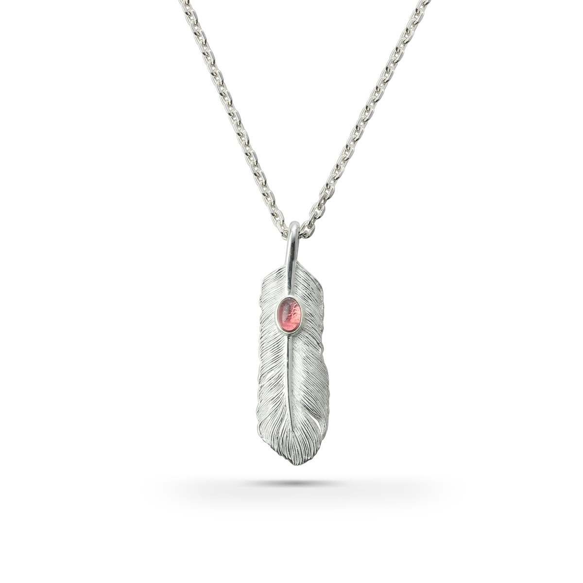 フェザー(左向き)天然石トルマリン シルバー925 ナチュラルシルバー