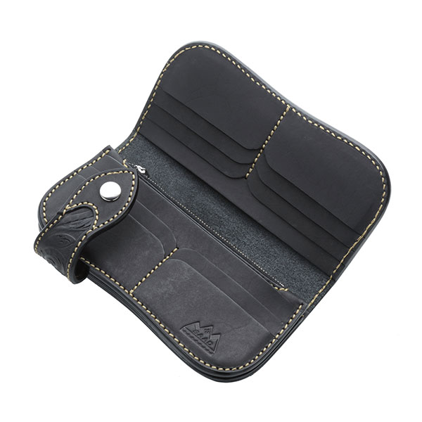 ロングウォレット/革財布 ブラック サドルレザー｜全てのレザー