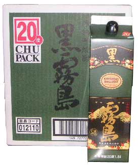 黒霧島 芋焼酎 20度 1800ml（1.8L）パック【1ケース（6本）】霧島酒造