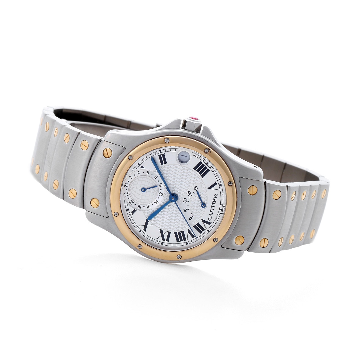 CARTIER【1997年製】サントス ラウンド GMT パワーリザーブ 150周年