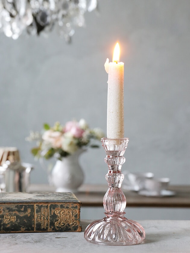 GOODWILLガラスキャンドルホルダーELEGANTピンク14cm ～ サラグレース