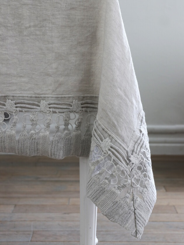 Arte PuraテーブルクロスNAPPINEレース スクエア ライトグレー