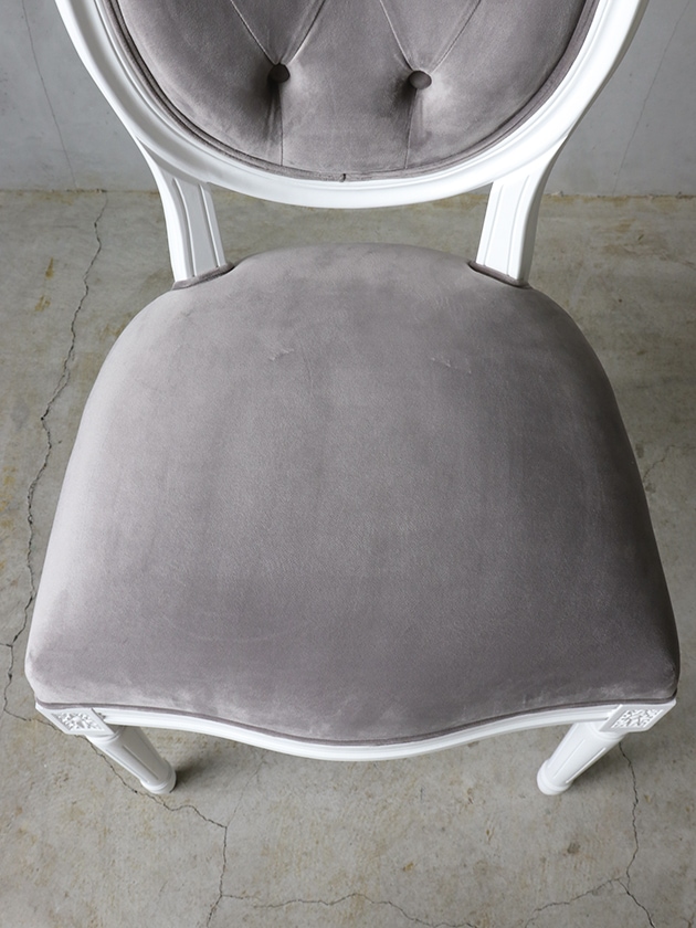 SGDダイニングチェアオーバルバックホワイト&ライトグレーベルベットMW
