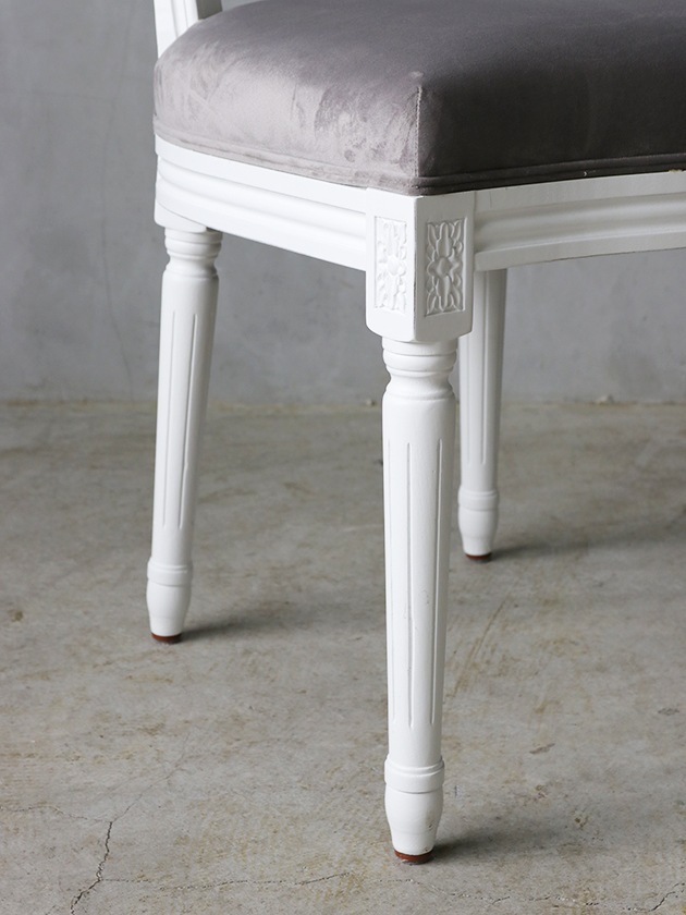 SGDダイニングチェアオーバルバックホワイト&ライトグレーベルベットMW