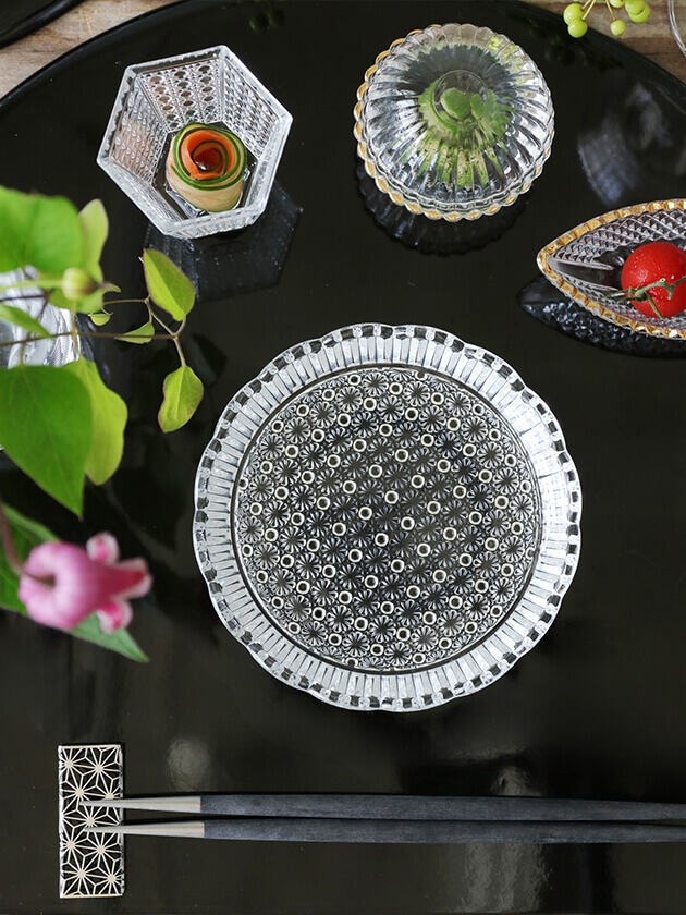 ガラス 小皿 フリル 13cm