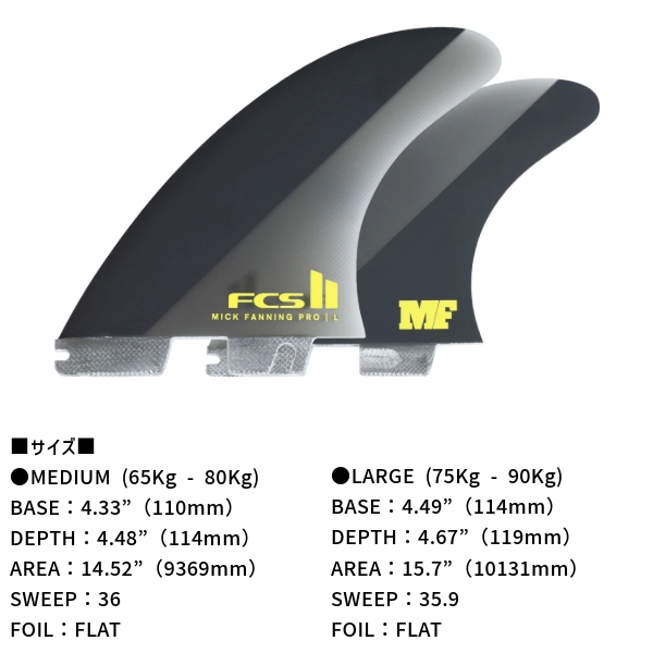 FCS2 エフシーエスツー PG PRO MF ミック・ファニング サーフィン 3枚