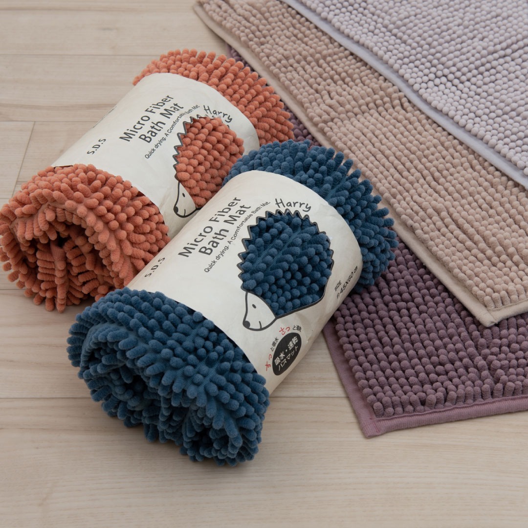 ☆SDS ハリー バスマット 約45×60cm ブルー/ベージュ/ブラウン/グレー