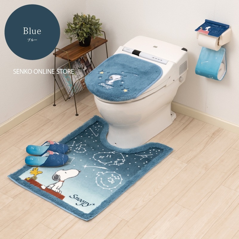 PEANUTS 星空スヌーピー トイレ4点セット ロングトイレマット+兼用