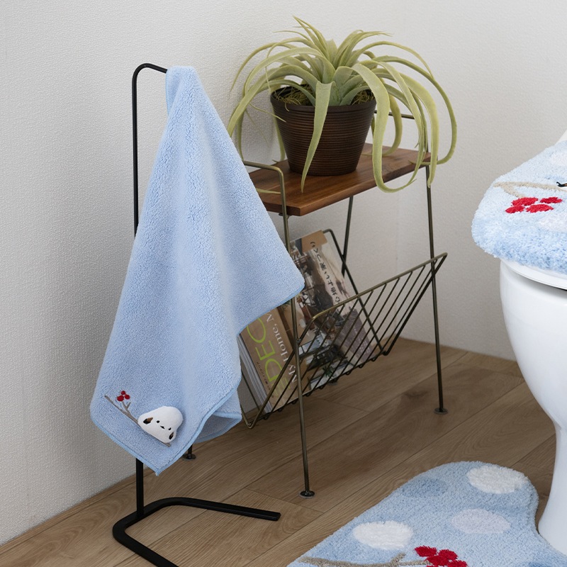 SDS シマエナガちゃん ハンドタオル 約34×80cm ブルー/ホワイト