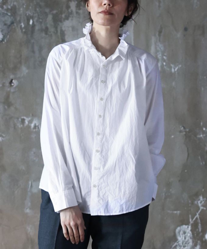 パウロ・ホワイト［Haddow］たたみフリルカラーシャツ/ITEM,JACKET
