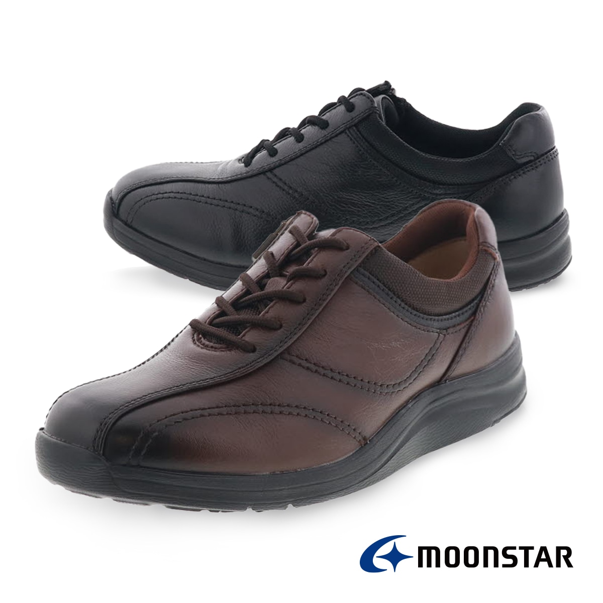 ムーンスター ワールドマーチ メンズ ウォーキングシューズ ジップ付き