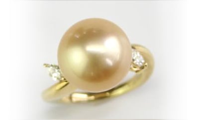 K18白蝶真珠ゴールド【大きさ14mm】ダイヤモンドリング<G0798