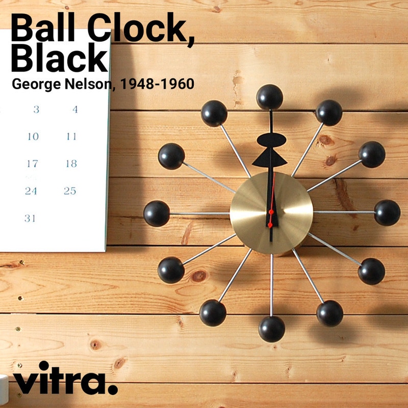 掛けフックプレゼント】Vitra ヴィトラ Ball Clock 【Black x Brass
