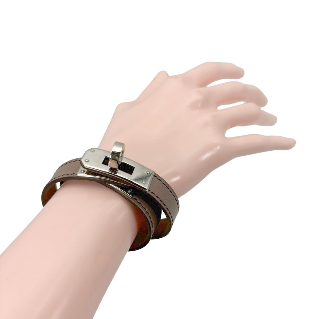 HERMES エルメス レザー ブレスレット ケリー ドゥブルトゥール