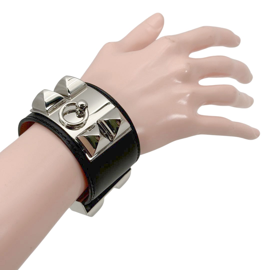 HERMES エルメス レザーブレスレット コリエドシアン 48 ブラック