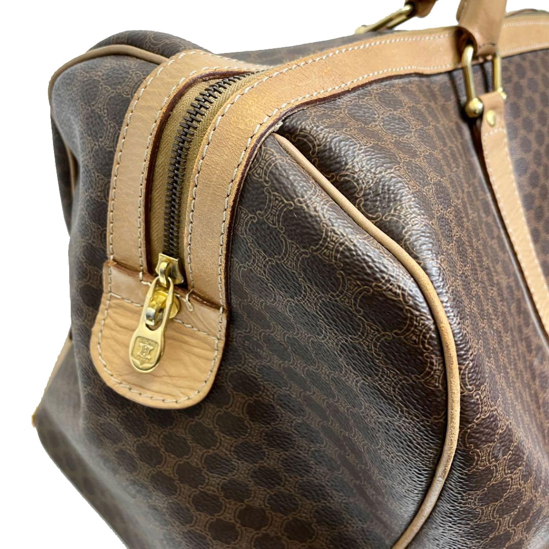 CELINE セリーヌ マカダム柄 ボストンバッグ PVC レザー ブラウン M14