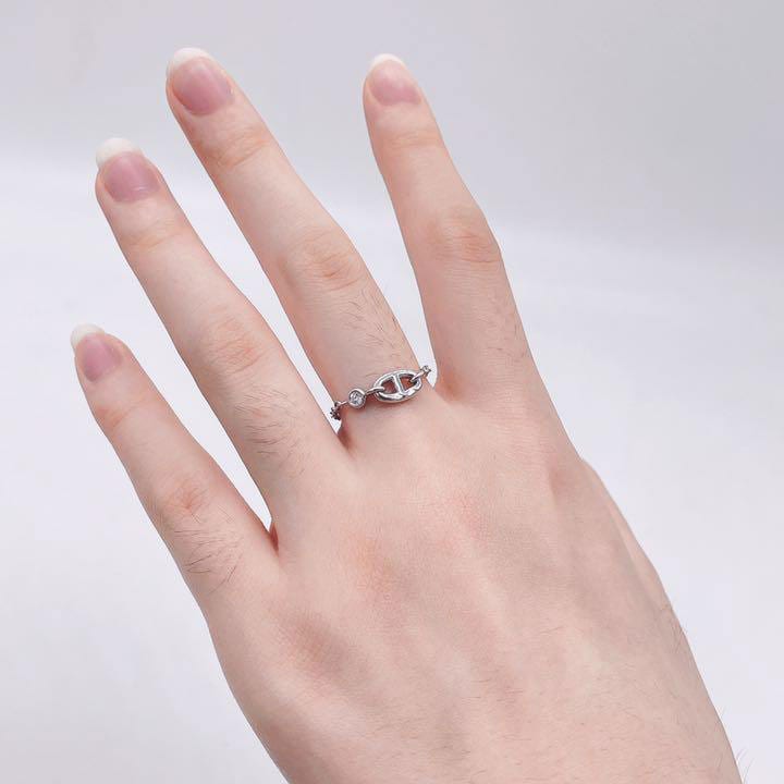 HERMES エルメス チェーンリング 指輪 シェーヌダンクル 1Pダイヤ