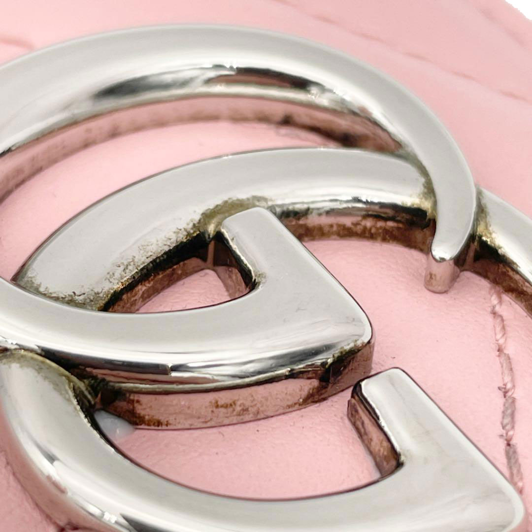GUCCI グッチ GGマーモント コスメ 化粧ポーチ レザー ピンク 625544
