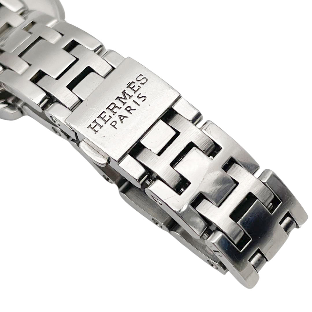 HERMES エルメス レディース腕時計 クリッパー QZ デイト SS シルバー