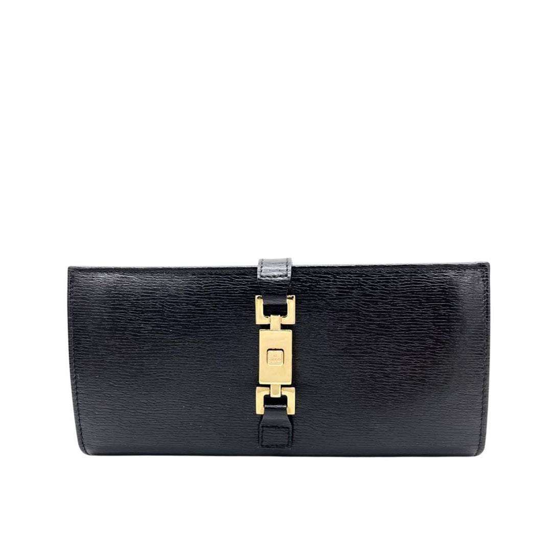 GUCCI グッチ ジャッキー Wホック 二つ折り長財布 レザー ブラック