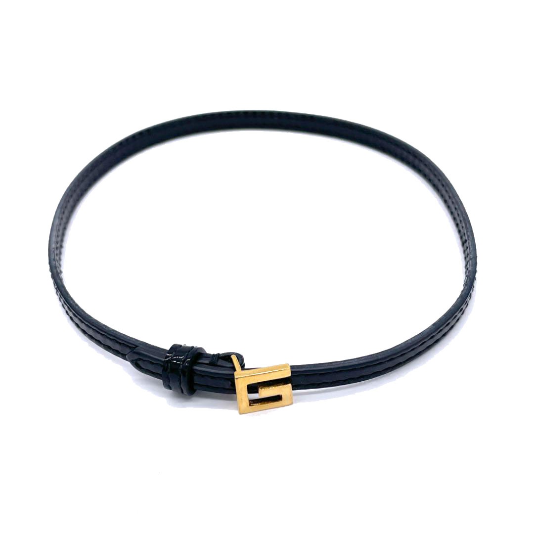 GUCCI グッチ スクエアG レザー チョーカー パテント ブラック