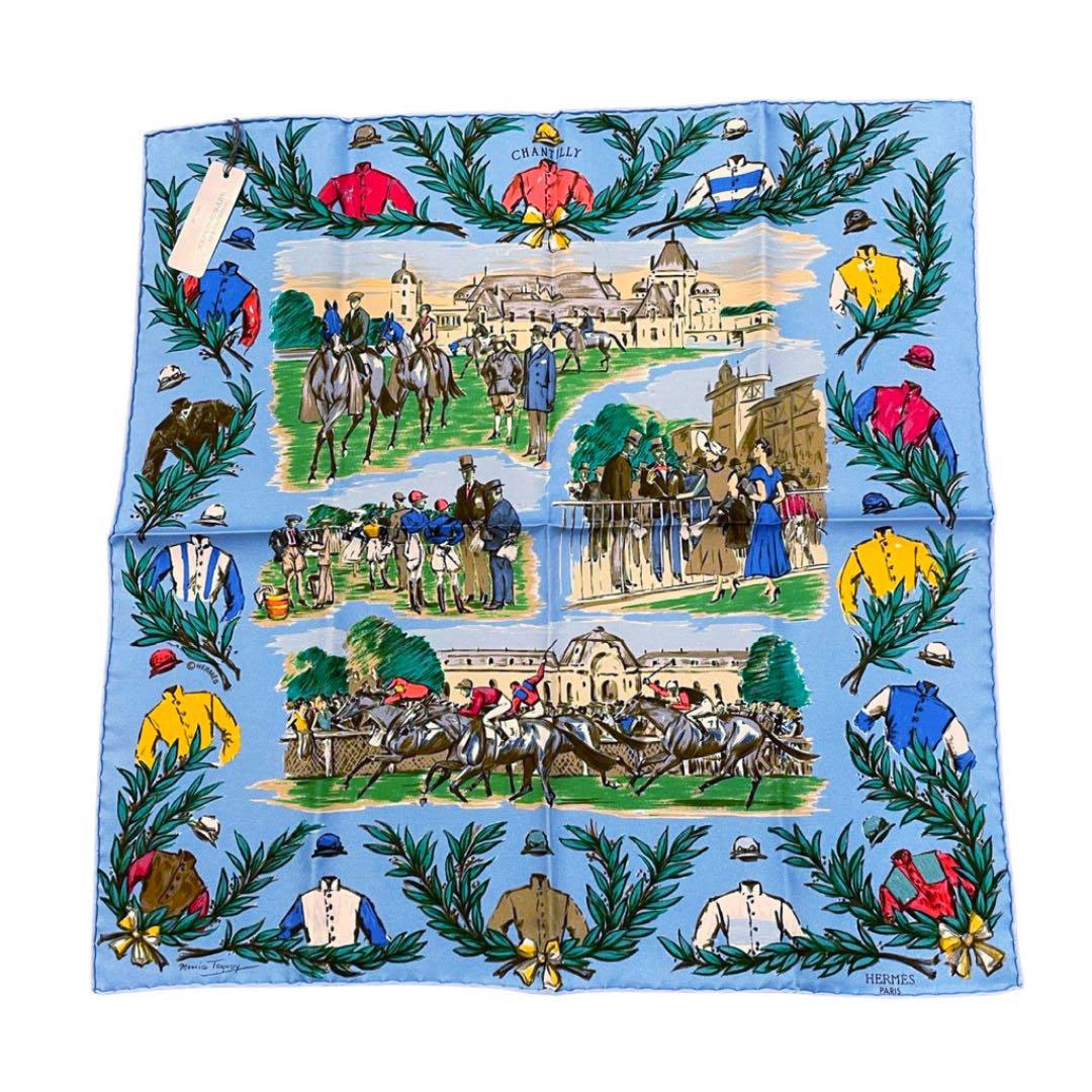 HERMES エルメス スカーフ カレ45 プチカレ 『CHANTILLY(競技場