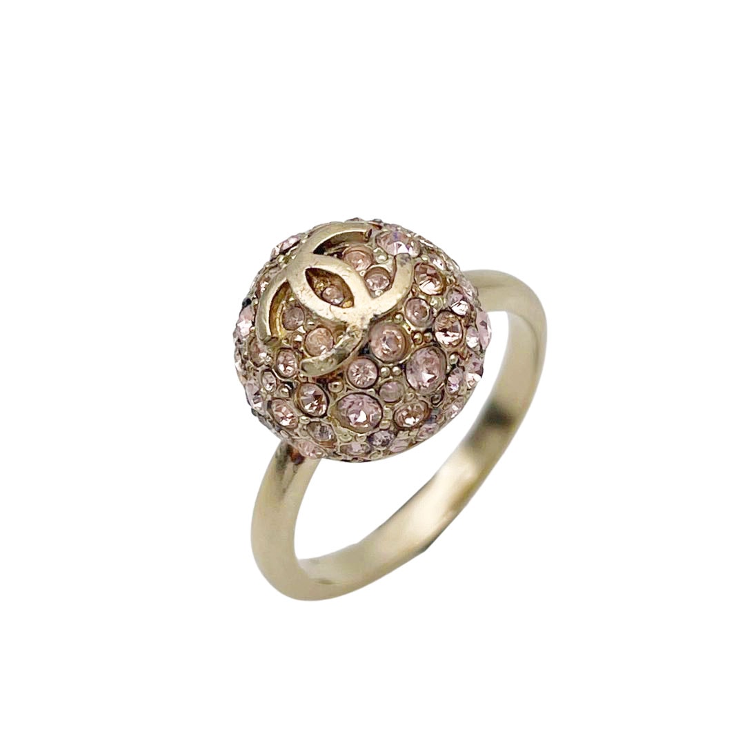 CHANEL シャネル ボールリング 指輪 ココマーク ラインストーン C18B