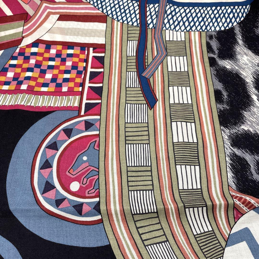 HERMES エルメス ショール カレジェアン140 『空想の鞍』 カシミア