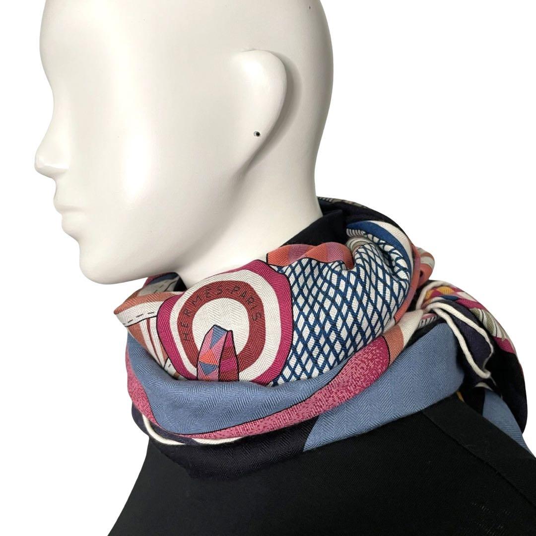 HERMES エルメス ショール カレジェアン140 『空想の鞍』 カシミア