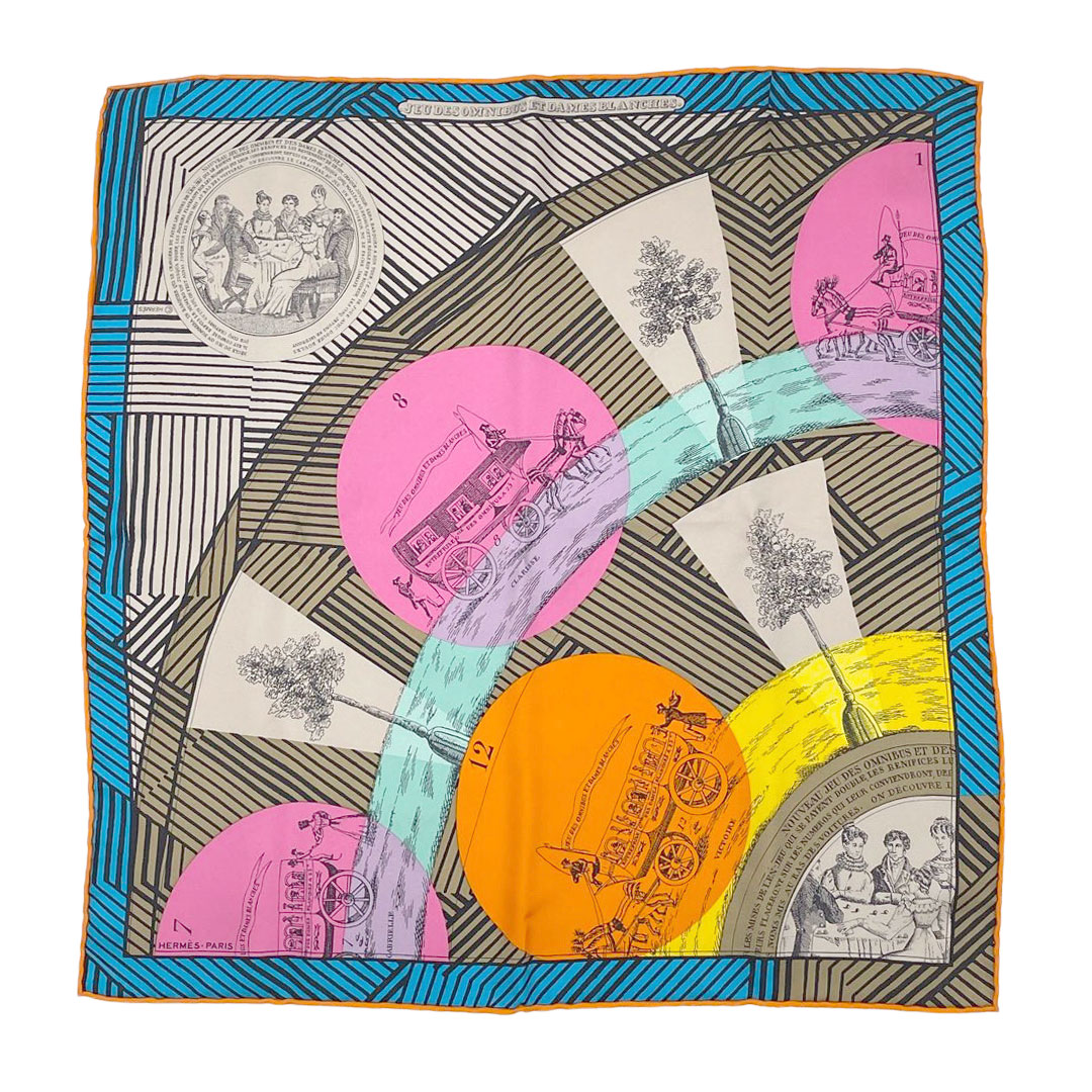 HERMES エルメス スカーフ カレ45 『JEU DES OMNIBUS ET DAMES