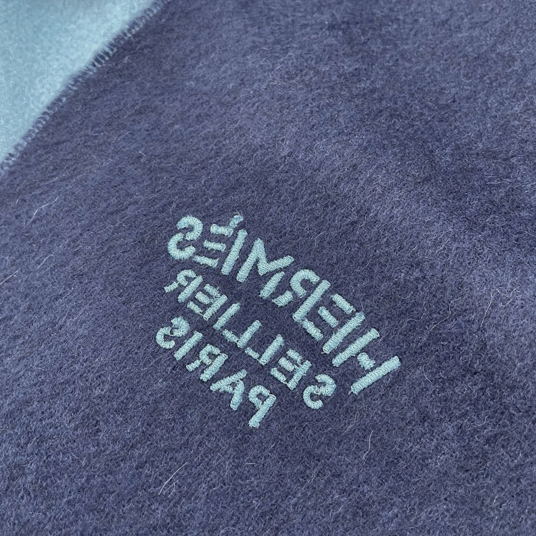 HERMES エルメス ショール ストール ダブルフェイス ロゴ刺繍 無地