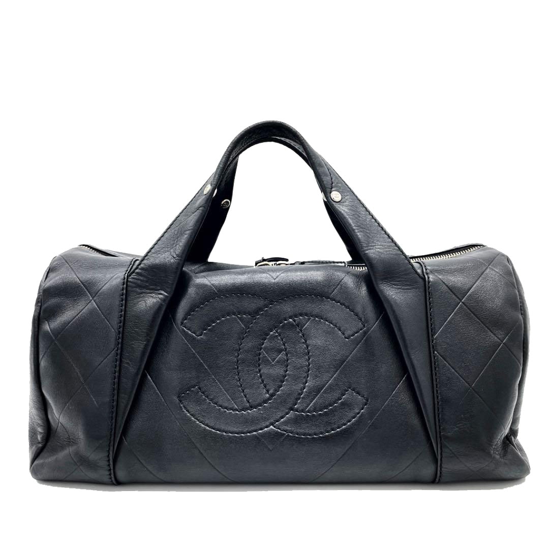 CHANEL シャネル ミニボストンバッグ Vステッチ マトラッセ ラムスキン