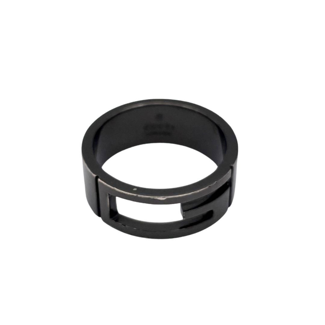 GUCCI グッチ ブランデッド Gリング 指輪 ブラックコーティング Ag925