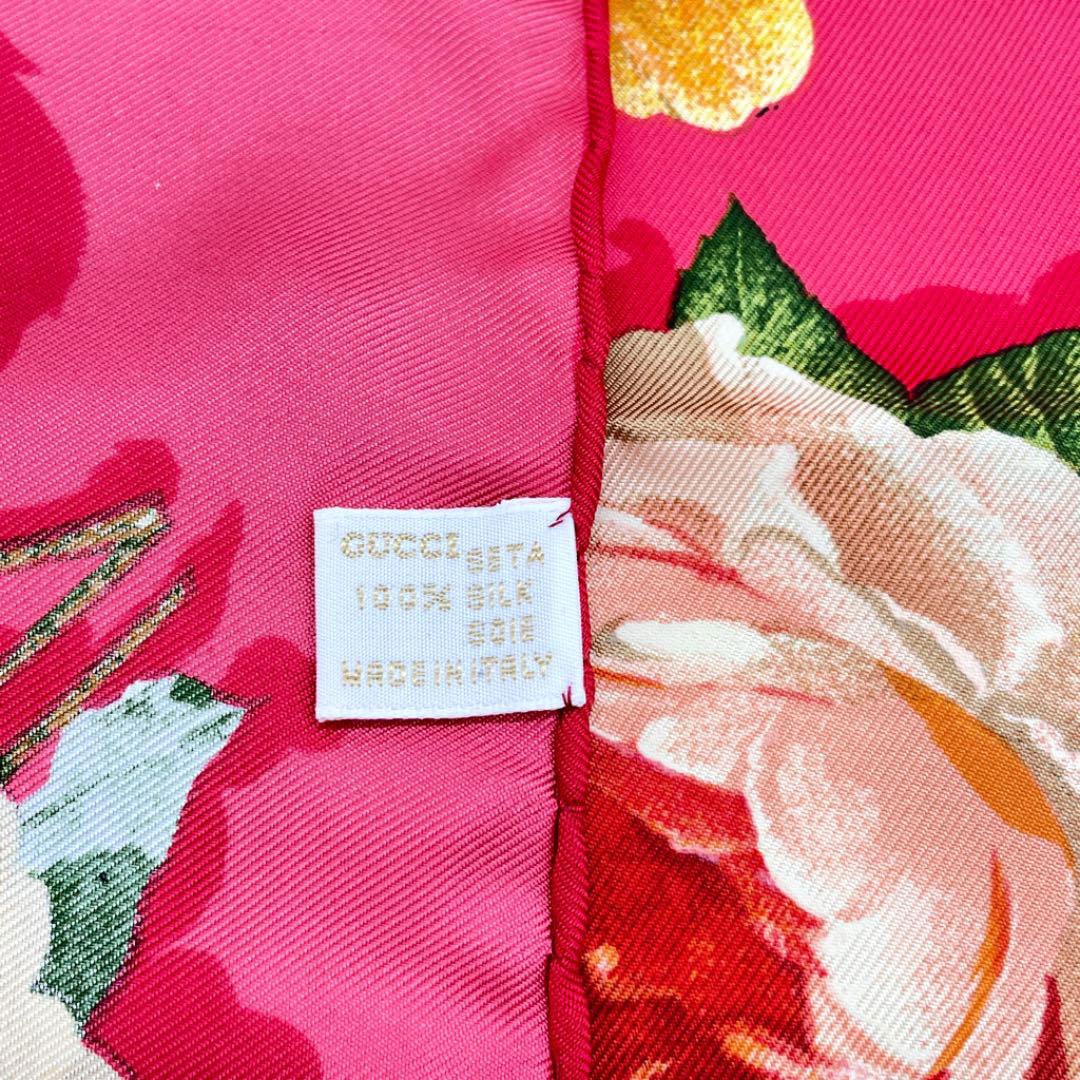 GUCCI グッチ スカーフ フローラ 花柄 蝶 蜂 シルク ピンク | 小物