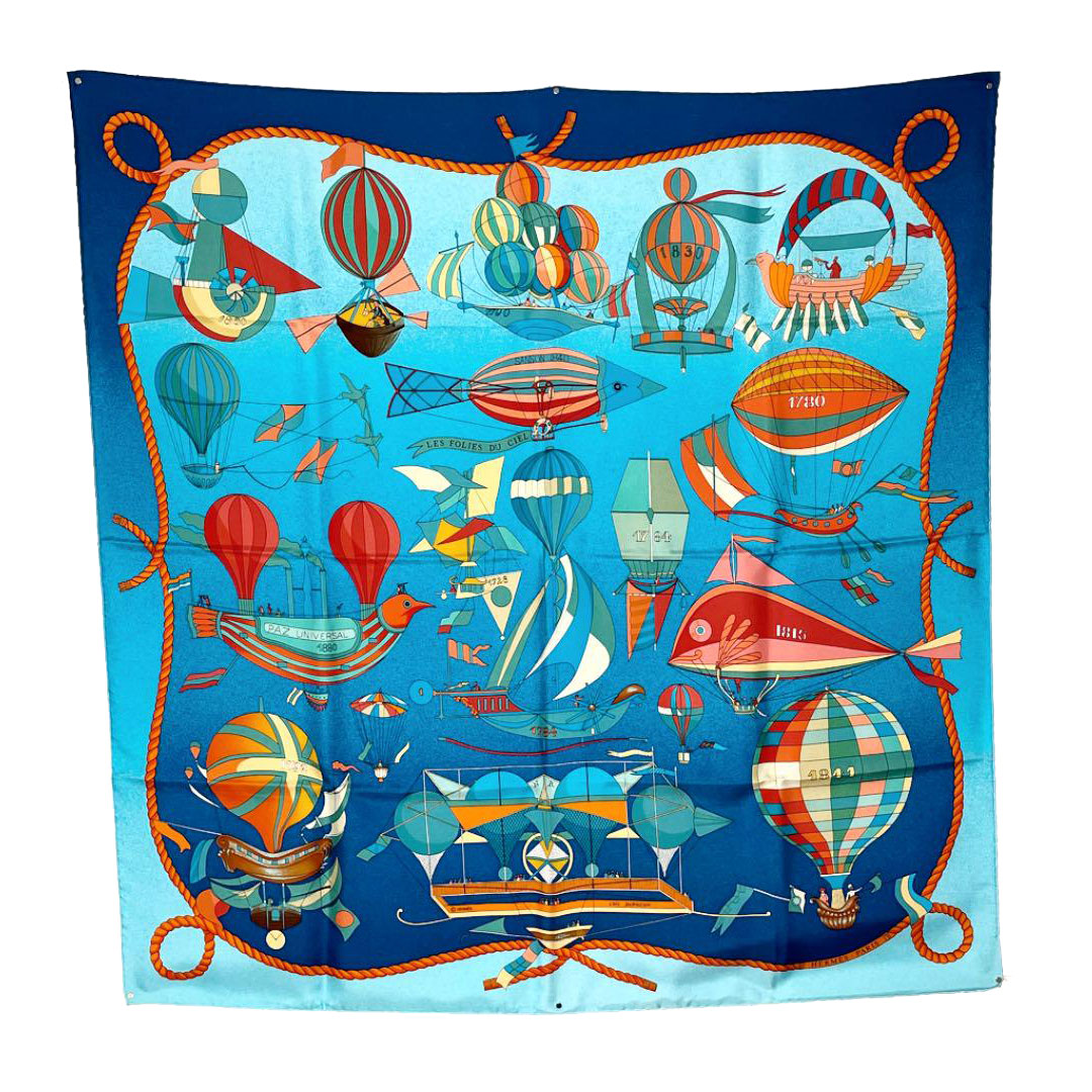 HERMES エルメス スカーフ カレ90 『LES FOLIES DU CIEL （大気の狂気